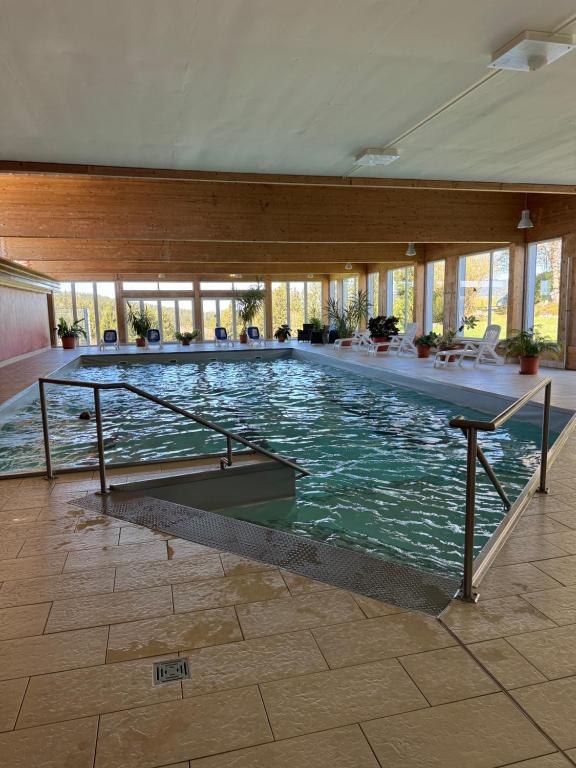 a large swimming pool in a large building at FeWo Luisa in Neureichenau