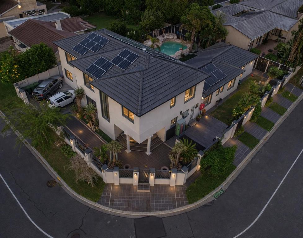 an overhead view of a house with solar panels on it at Villa on Ibis in Cape Town