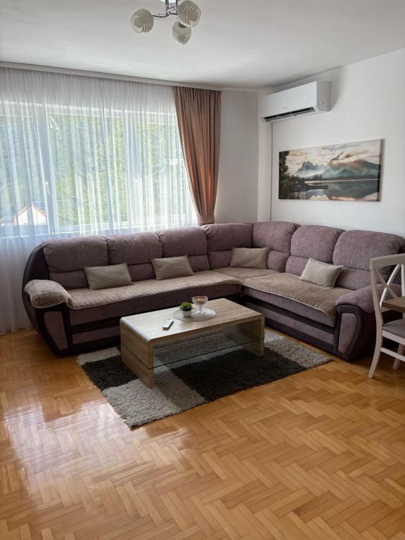 a living room with a couch and a coffee table at Apartment Varezić in Plužine