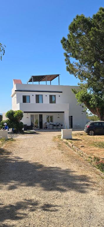 a large white house with a tree in front of it at Villa Los Naranjos in Carcaixent