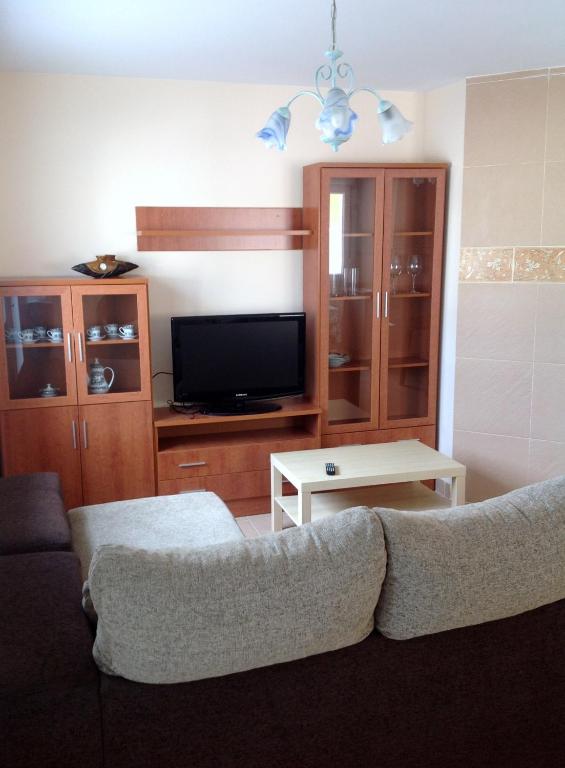 Televízia a/alebo spoločenská miestnosť v ubytovaní Apartamentos Alejandra