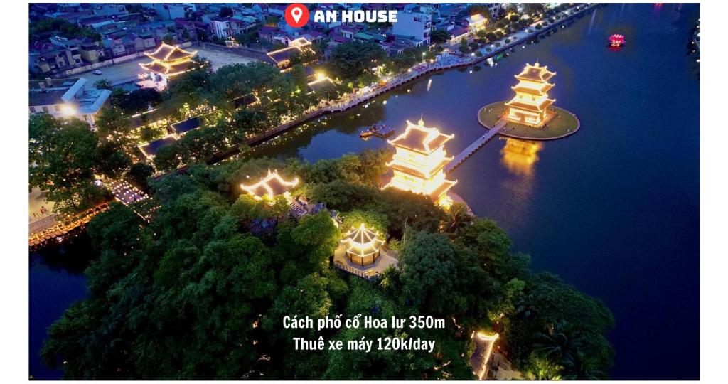 an overhead view of a river at night at An house Ninh Binh in Ninh Binh