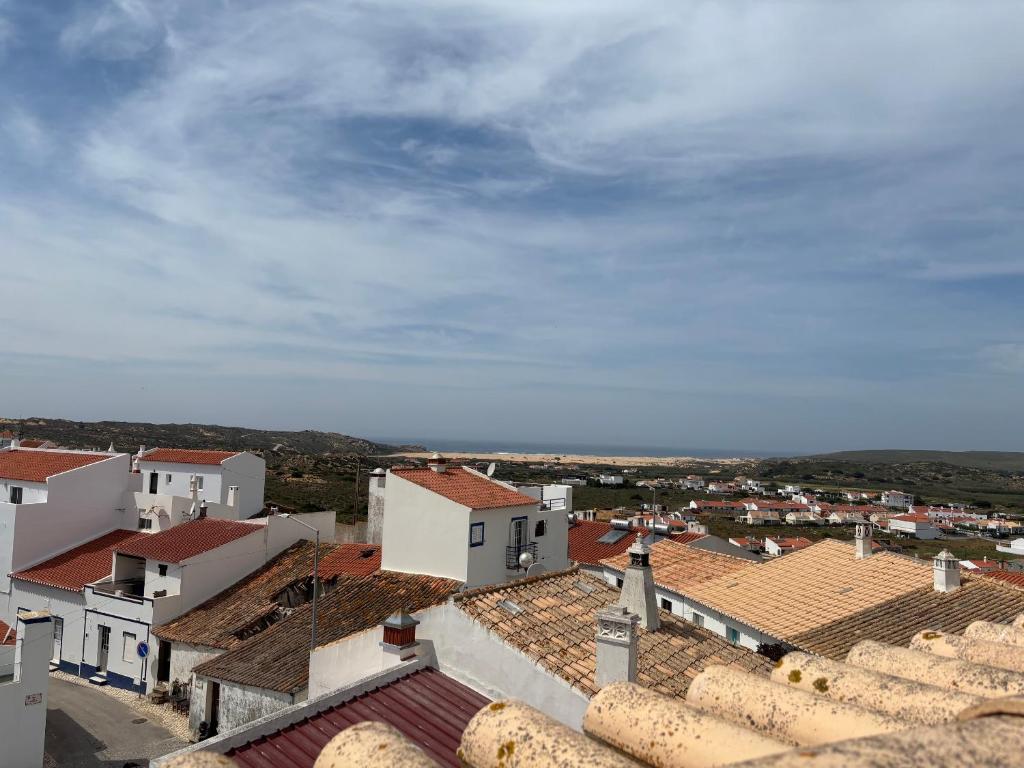 an aerial view of a town with roofs at Casa da Boa Vista in Bordeira