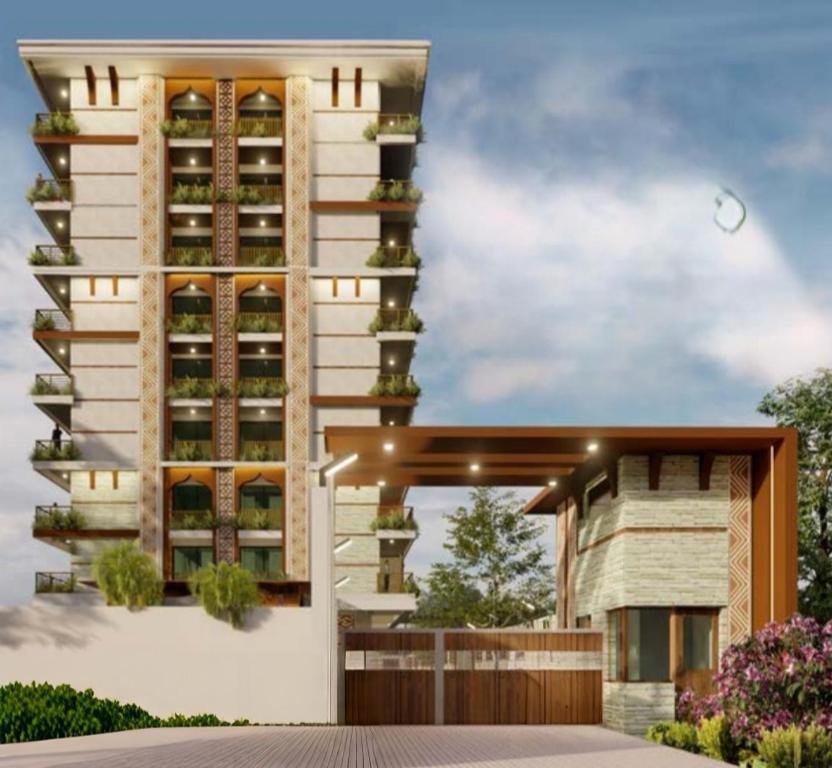 a rendering of a building with plants on it at Ganges Abode in Haridwār