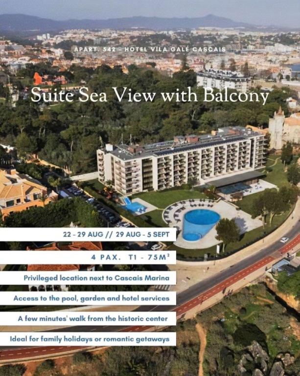 a rendering of the site of the suite sea view with baboria hotel at Hotel Vila Galé Cascais T1 542 weeks 34 & 35 every year in Cascais