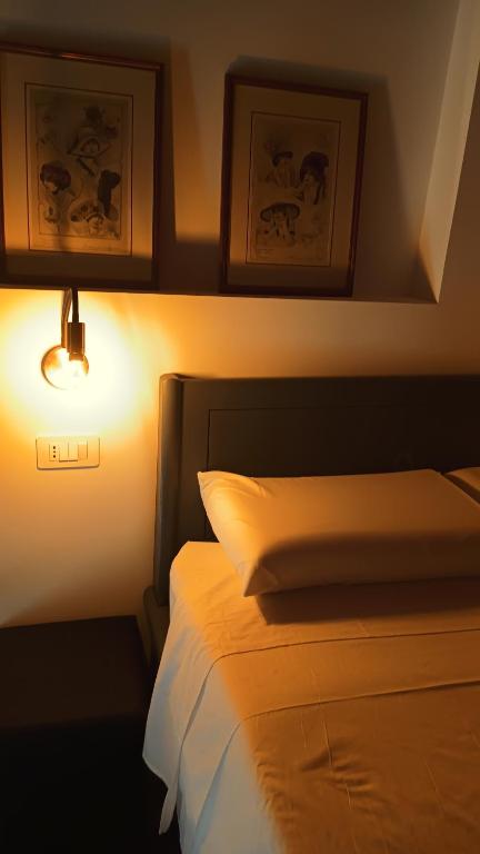 a hotel room with a bed and a light at NaturalmenteLucia 2 in Cologno al Serio