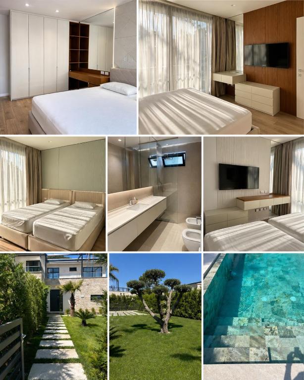 a collage of photos of a hotel room at Azure Pool Villa in Lalzit Bay