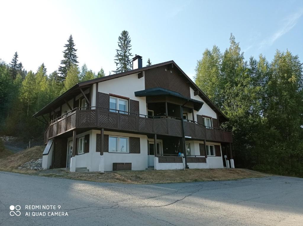 a large house on the side of a road at Alppitalo 3 as 3 in Tahkovuori