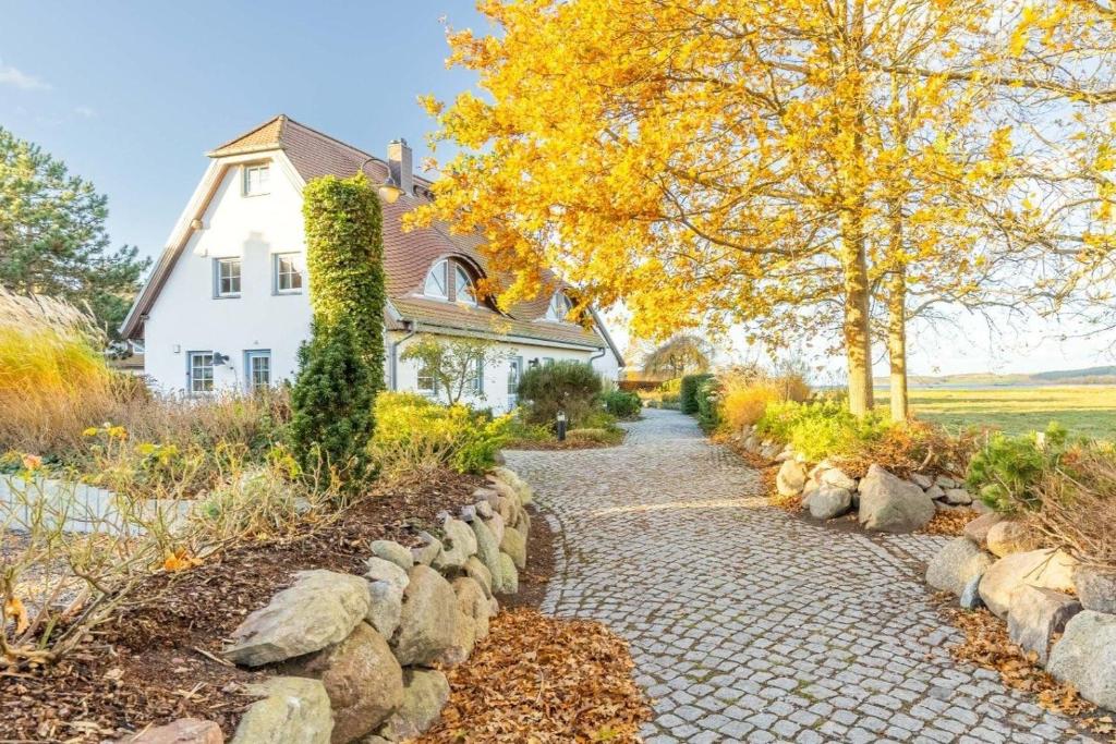 a stone path in front of a house at Fewo Seelenanker in Thiessow