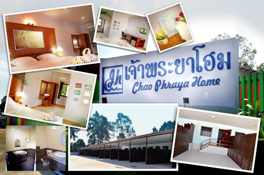 un collage de fotos de una casa en Chao Phraya Home en Ban Bon