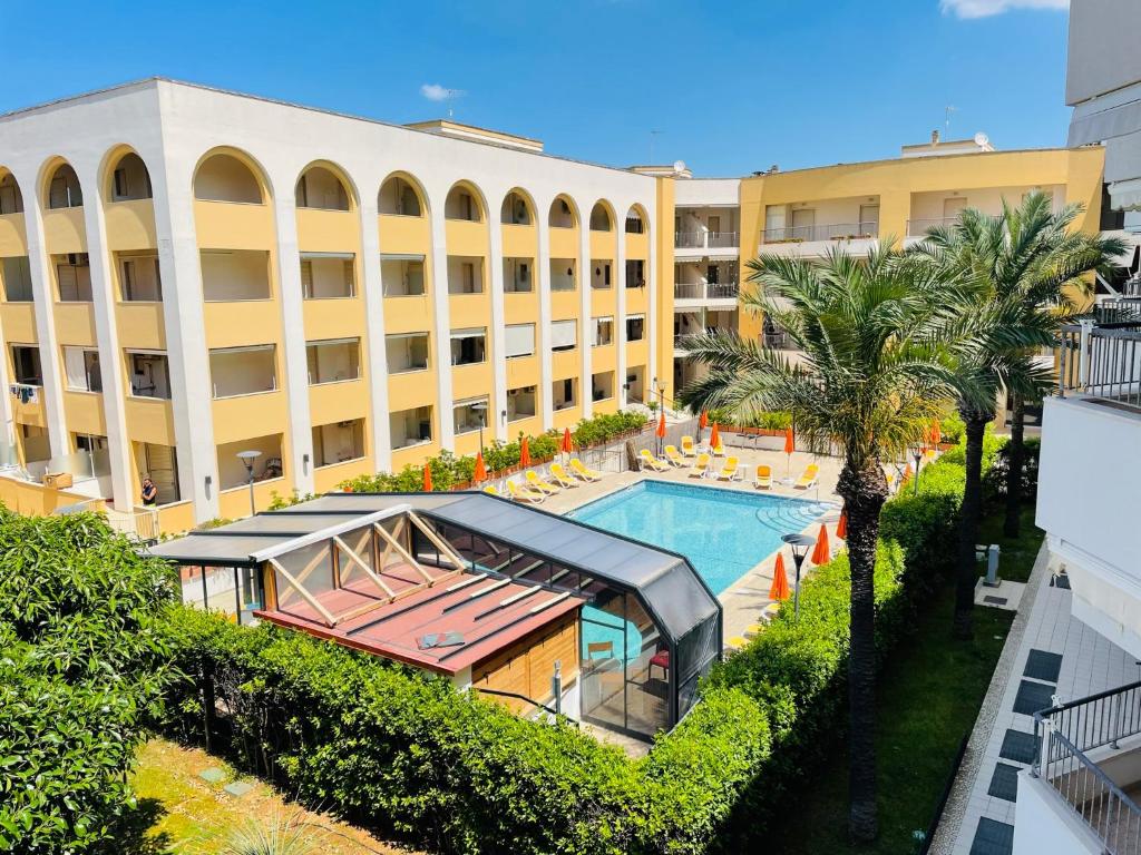 an overhead view of a hotel with a swimming pool at Rosa Virginia Apartment in Gallipoli