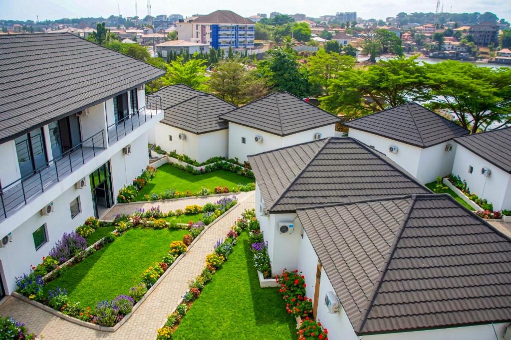 an aerial view of a house at Venue 360 Hotel in Freetown