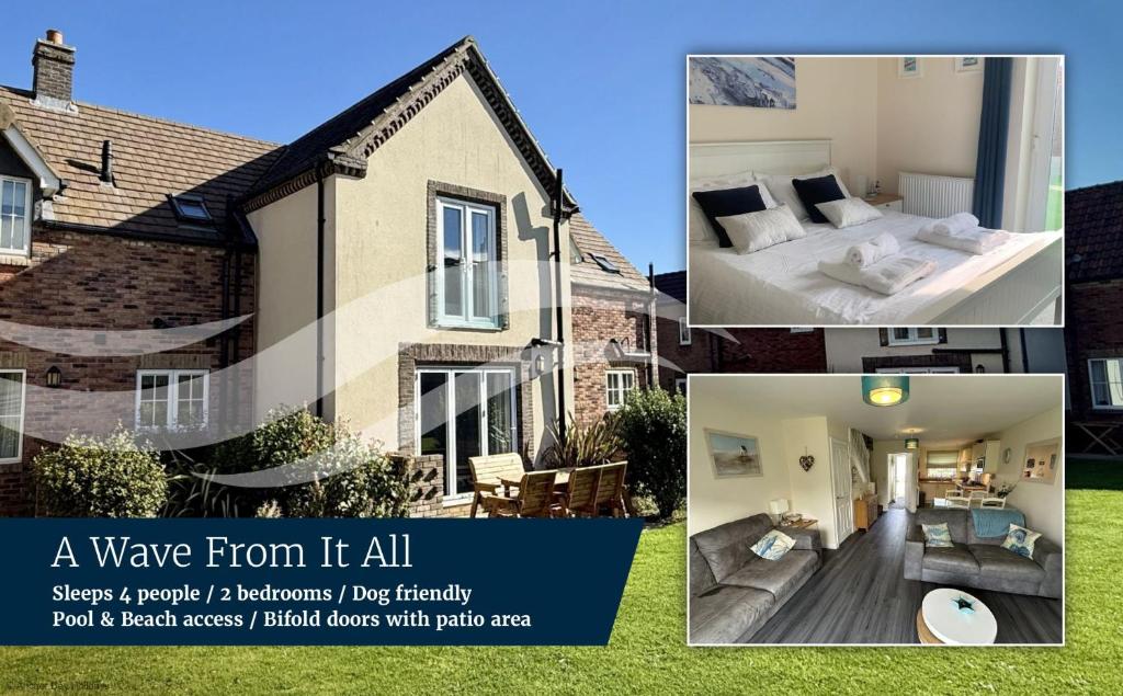 a wave from it all collage of a house at A Wave From It All - Part of the The Bay Filey Holiday Village with pool, gym and direct beach access, pub, restaurant, tennis and meadows walks in Filey
