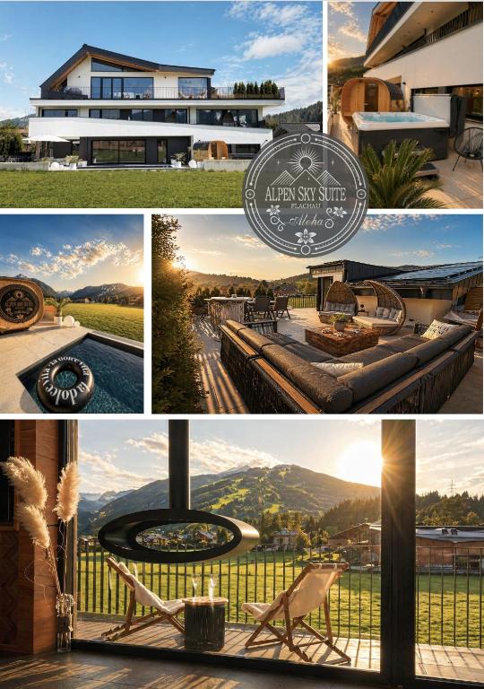 a collage of photos of a house with a view at Alpen Sky Suite Flachau in Flachau