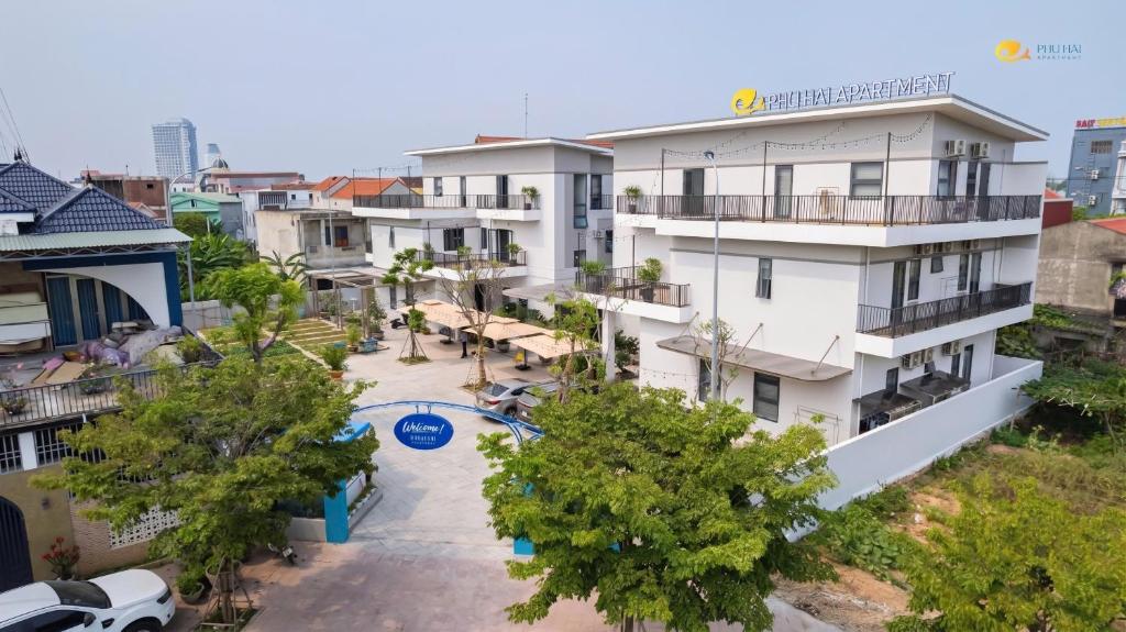 an aerial view of a building in a city at Phu Hai Apartment in Dong Hoi