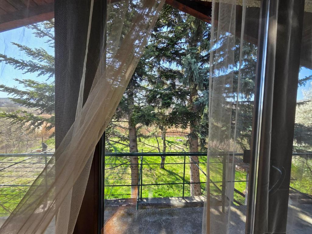 a window with a view of a tree at Still Garden House in Bezden
