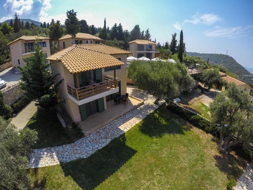 an aerial view of a villa with a garden at Eltheo Villas in Agios Nikitas