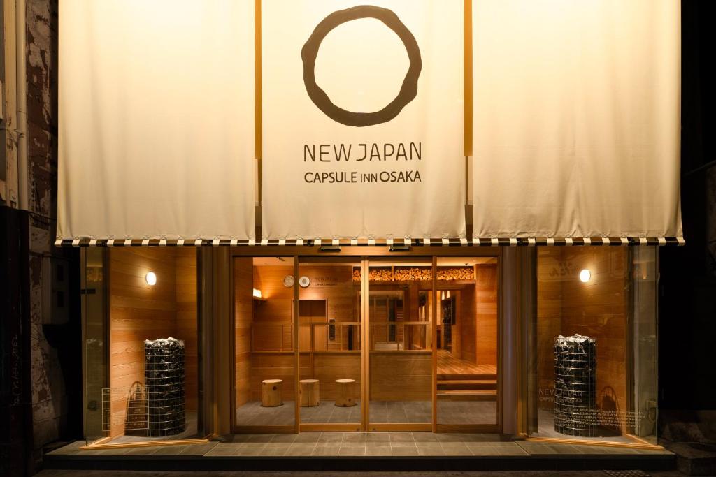 a facade of a new dawn creative makeup store at Capsule Inn Osaka (Male Only) in Osaka