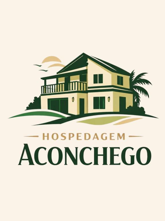 a logo of a house on a tropical island at Hospedagem Aconchego in Lagoa Santa