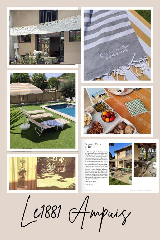 a collage of photos with a picture of a pool at Le 1881 Ampuis in Ampuis