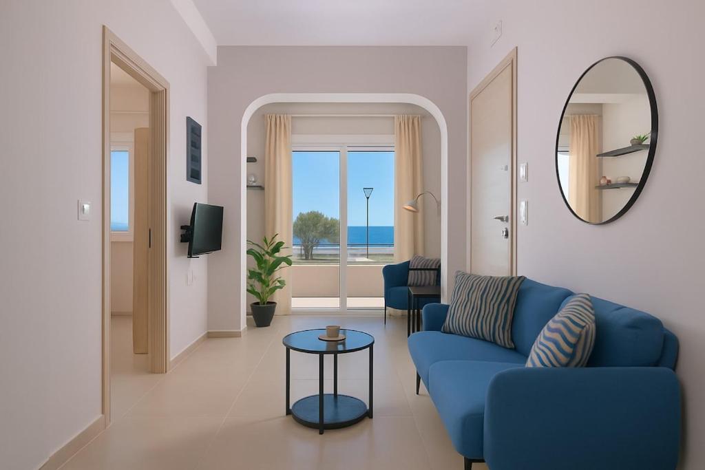 Renovated, Beachfront, quiet terrace and balcony w beach views, near Rhodes Marina AQUAVISTA HOME