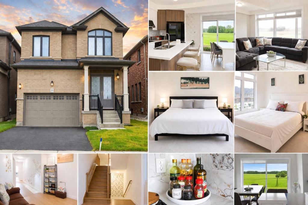 a collage of photos of a house at Spacious 4BR Home with EV Charger in Cambridge