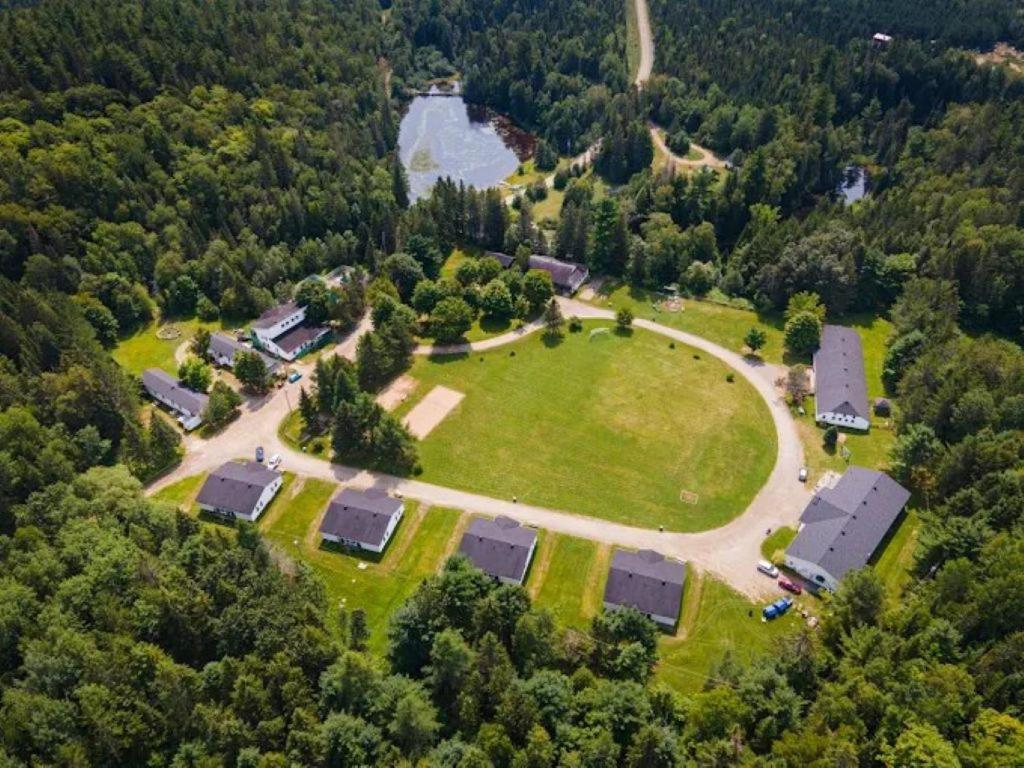 an aerial view of a park with houses and trees at Camp Val Notre-Dame in Herouxville