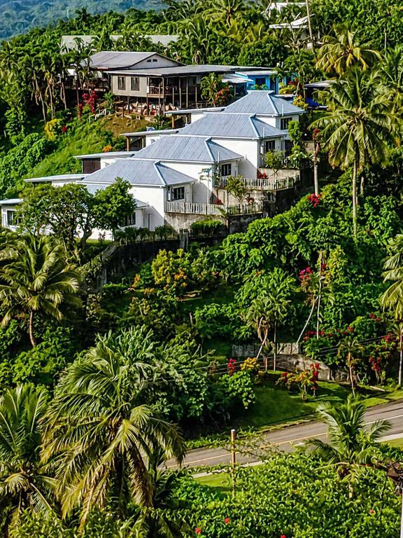an aerial view of a house on a hill at Savusavu Terraces - Unit 2 in Savusavu