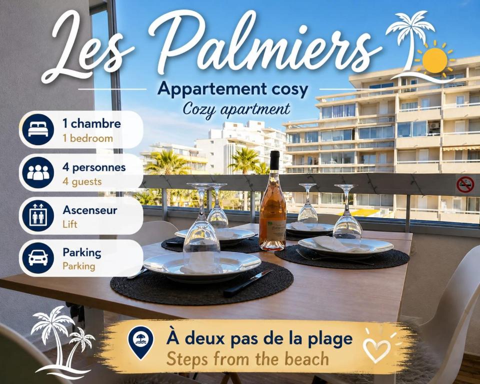Les Palmiers Appartement 4 personnes 50m De La Plage Parking