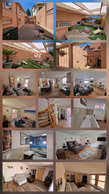 a collage of different pictures of a house at Fewo's kleine Auszeit in Quedlinburg