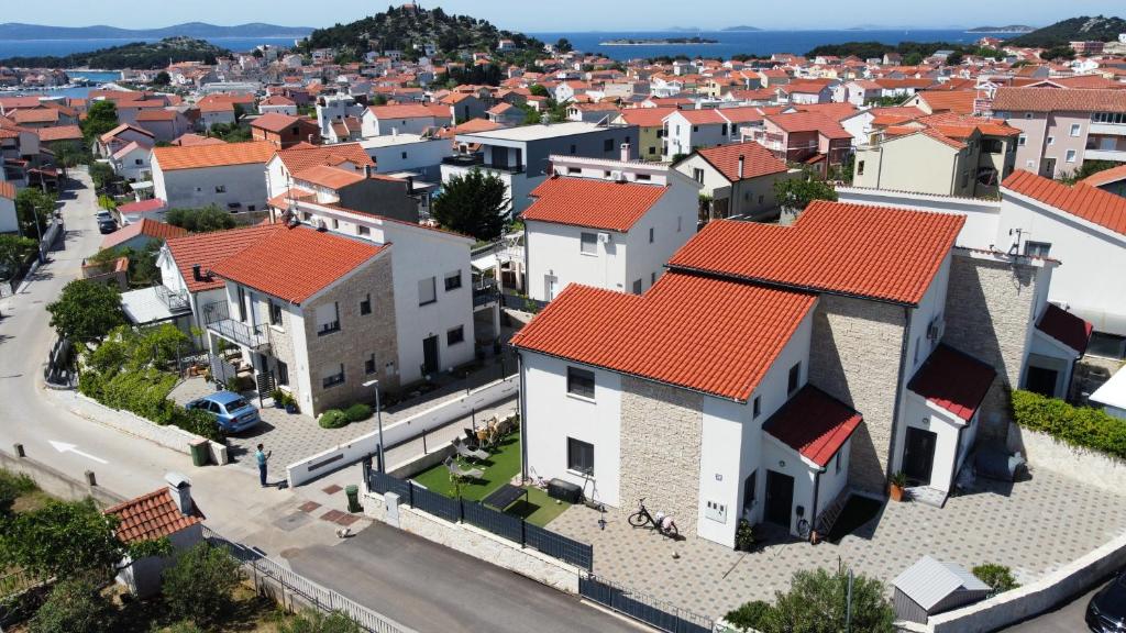 an aerial view of a town with houses at Summer house Le Vito in Tribunj