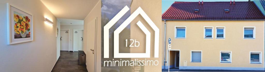 zwei Bilder eines Hauses mit offener Tür in der Unterkunft minimalissimo in Großenhain