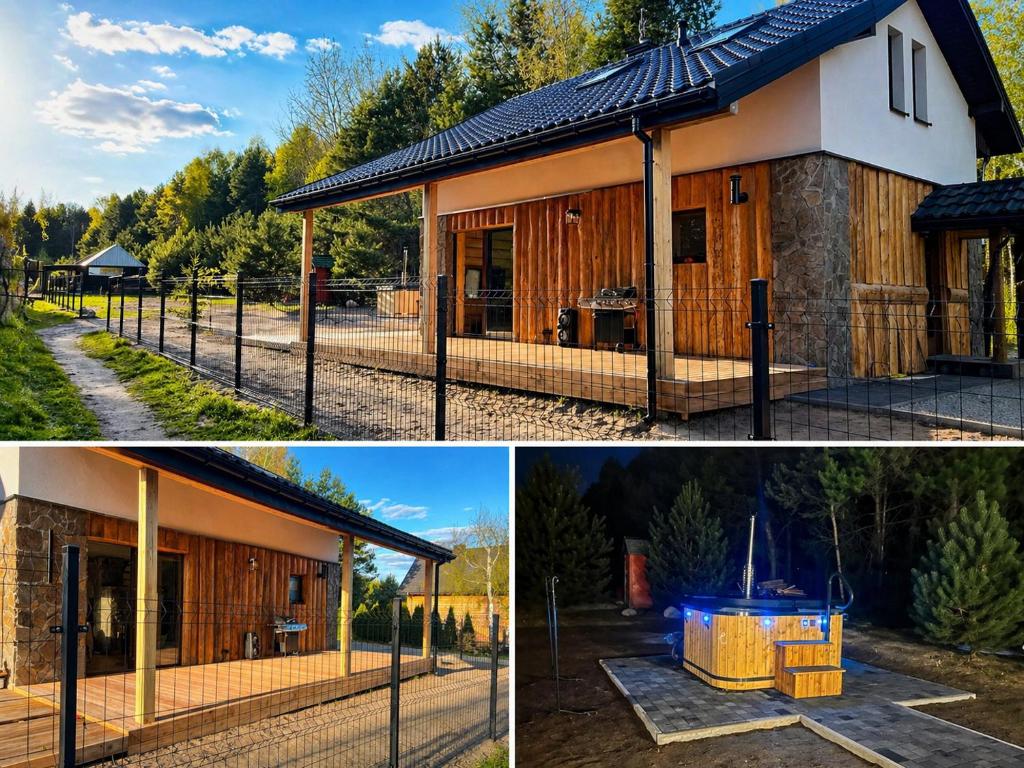 a house with a grill in front of it at Relax Chańcza in Pągowiec