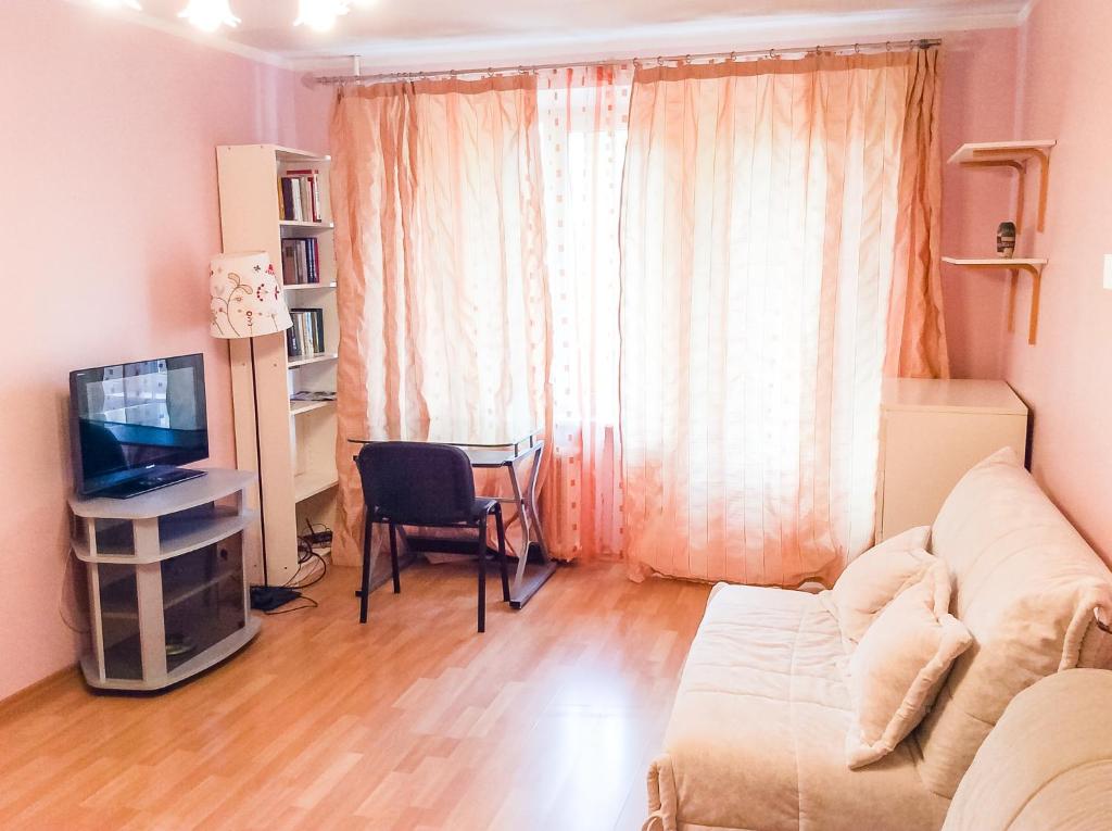 אזור ישיבה ב-Apartment on Shchelkovskoye shosse 57к1