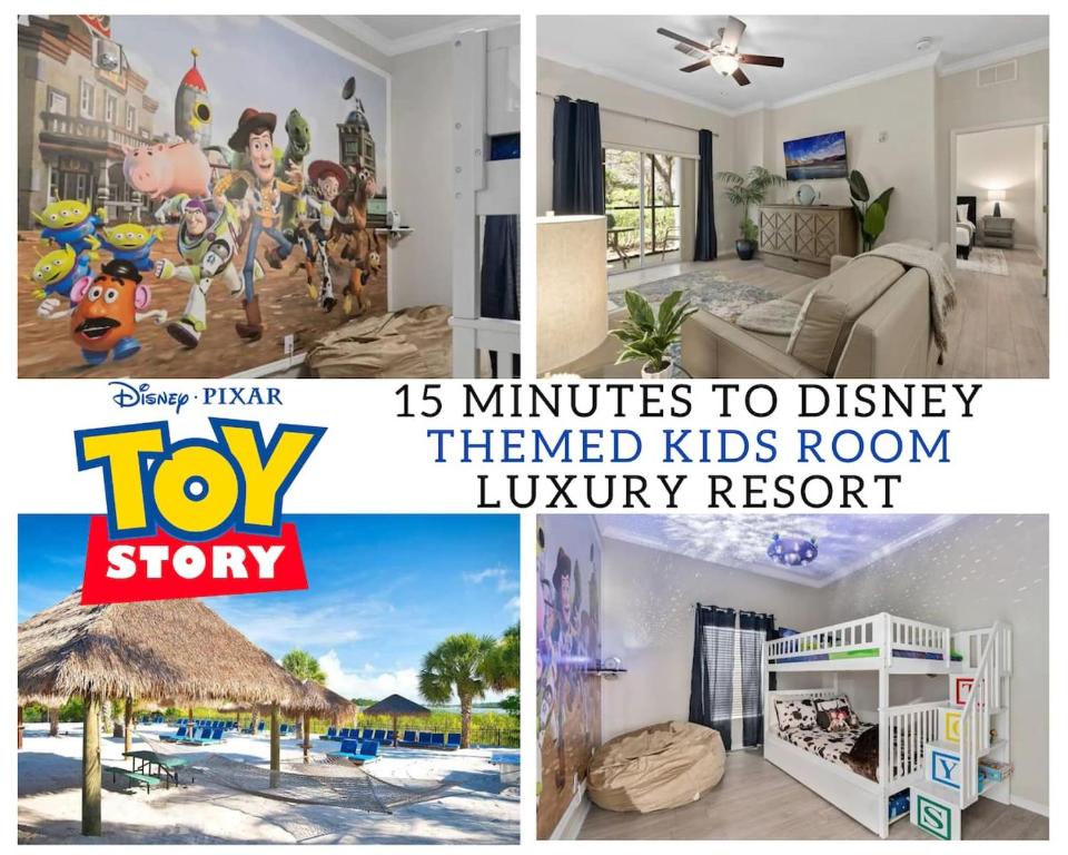 a collage of pictures of a bedroom and a kids room at Andy's Hideaway at Bahama Bay - Sage Vacations in Kissimmee