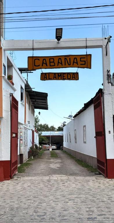 a sign for aazaazaazaazaazaazaazaazaazaazaazaaza at Cabañas ALAMEDA in Omitlán de Juárez