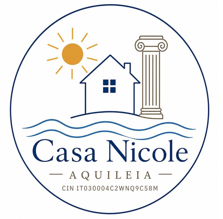 a logo of a house in the water with a column at Casa Nicole Aquileia in Aquiléia