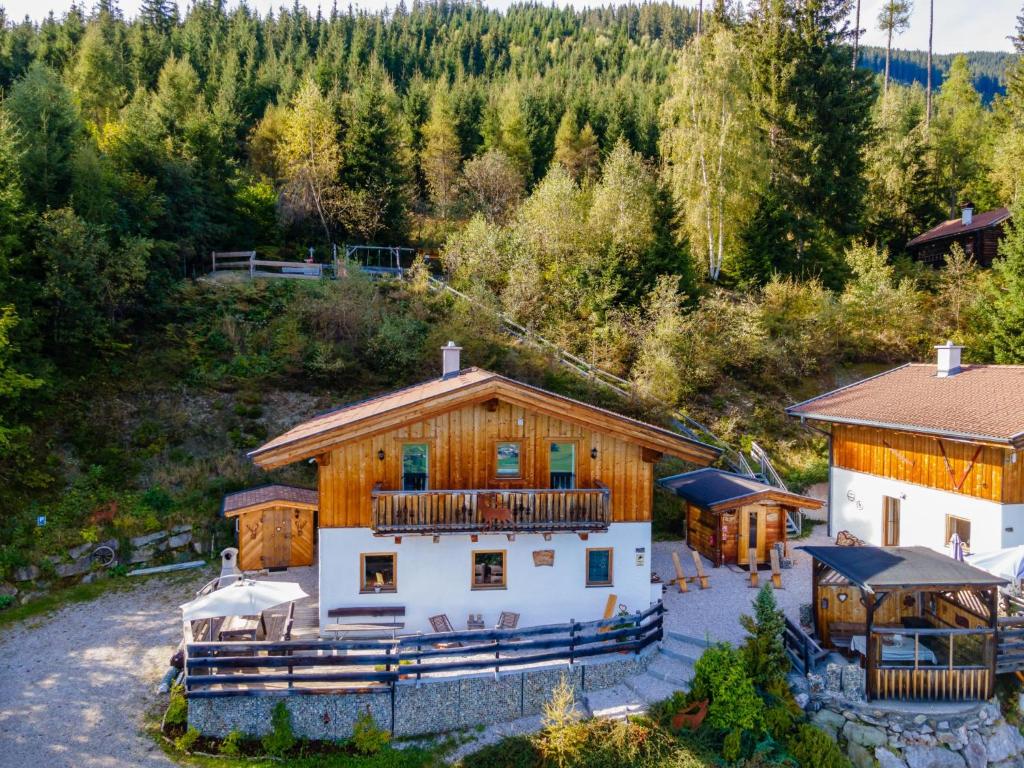 an aerial view of a large wooden house at Lisa in Piesendorf