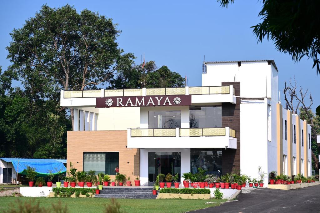 a building with a sign that reads ramiya at Ramaya Hotel & Banquet in Sidhaulī