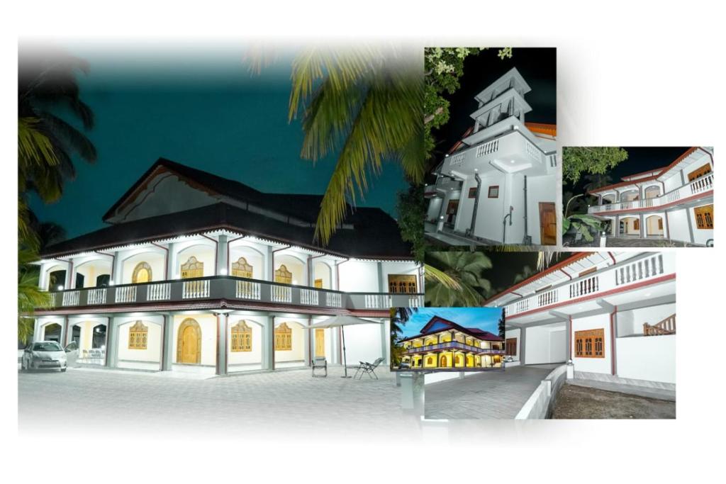 a collage of three pictures of a building at Europenvilla in Mannar