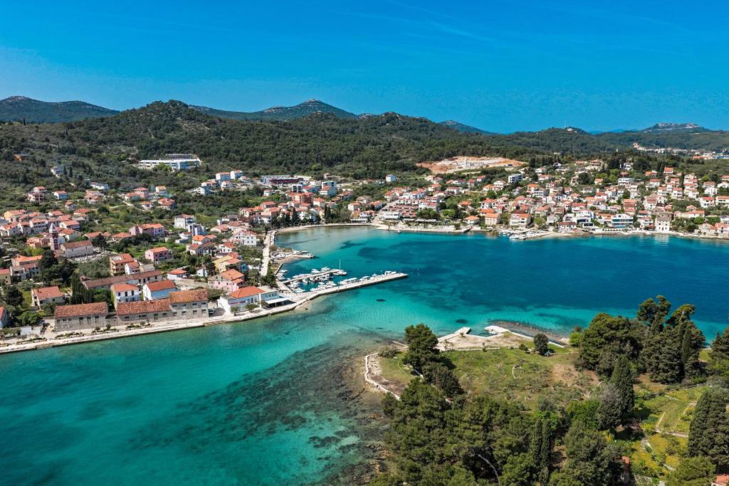 an aerial view of a small island in the water at Villa Vita Mare in Preko