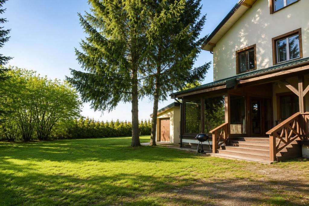 a house with a large yard with a tree at Leśne Zacisze in Iława