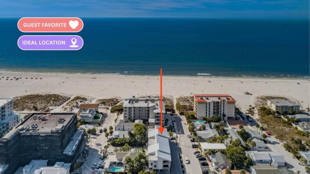 an aerial view of a beach with a resort at Hidden Beach Retreat in Clearwater Beach