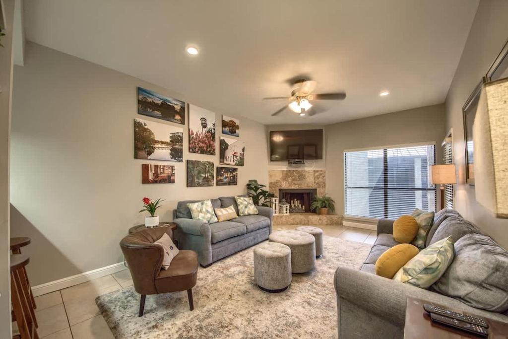 a large living room with a couch and chairs at CW B202 Camp Boogie Bahn B202 in New Braunfels