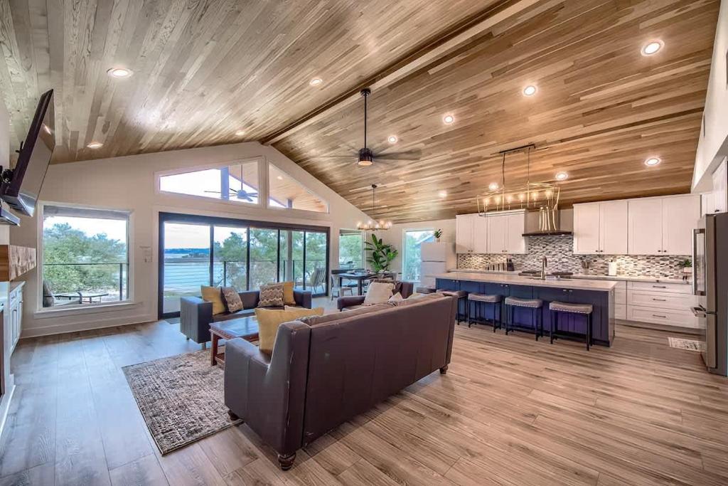a large living room with a couch and a kitchen at CL 874 Million Dollar View in Canyon Lake