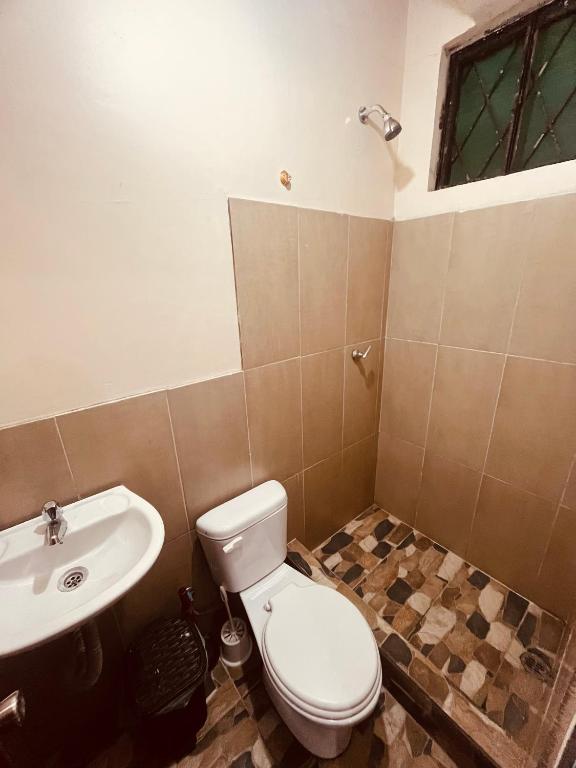a bathroom with a toilet and a sink at Apt 8 in Tena