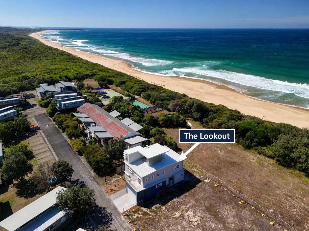 an aerial view of the lookout at the beach at The Lookout in Diamond Beach