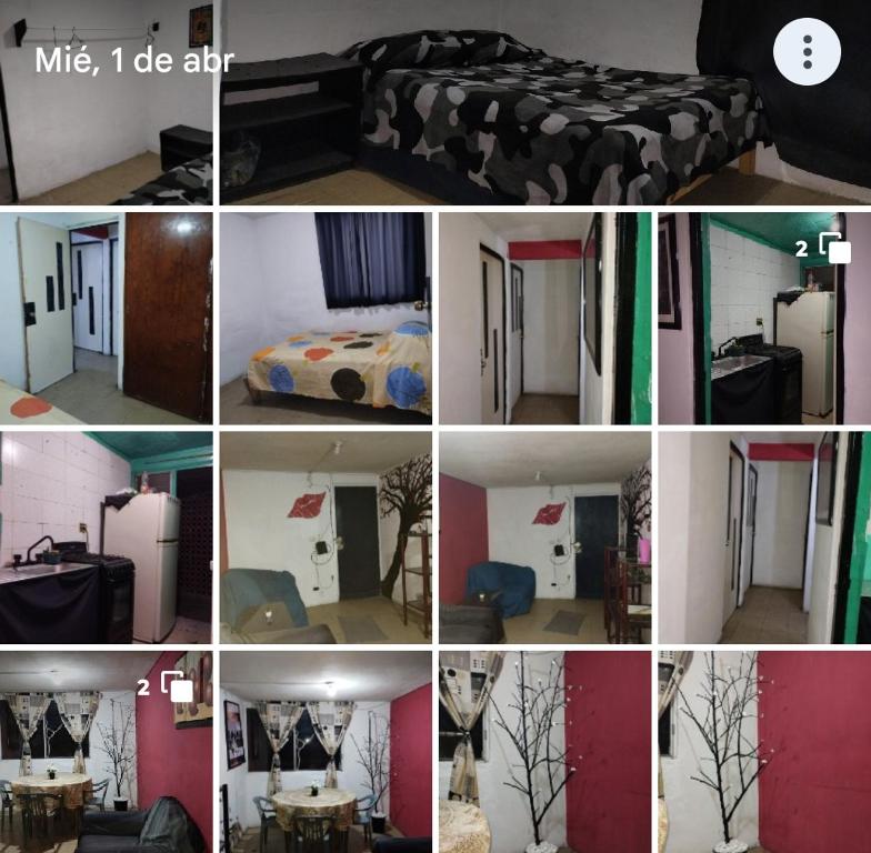 a collage of photos of a bedroom and a room at Bienvenidos Todos in Mexico City