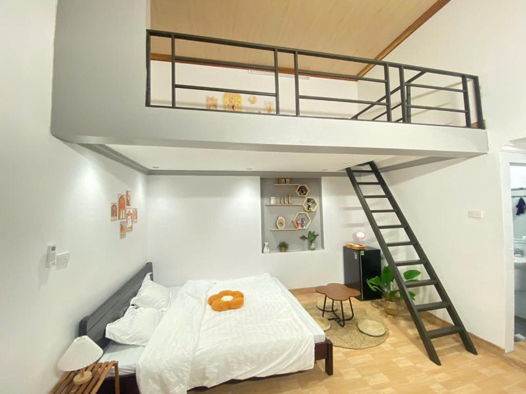 a bedroom with a bunk bed and a ladder at Muối Vừng Home in Ða Gia