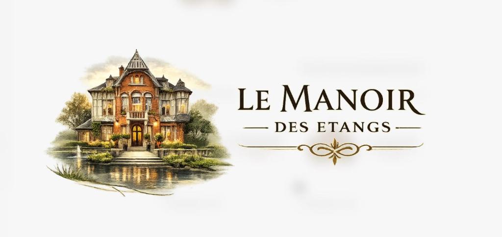 an image of an old house with a watercolor at Le Manoir des Etangs in Etbos